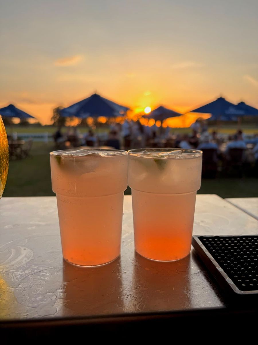 Two Casamigos margaritas at sunset