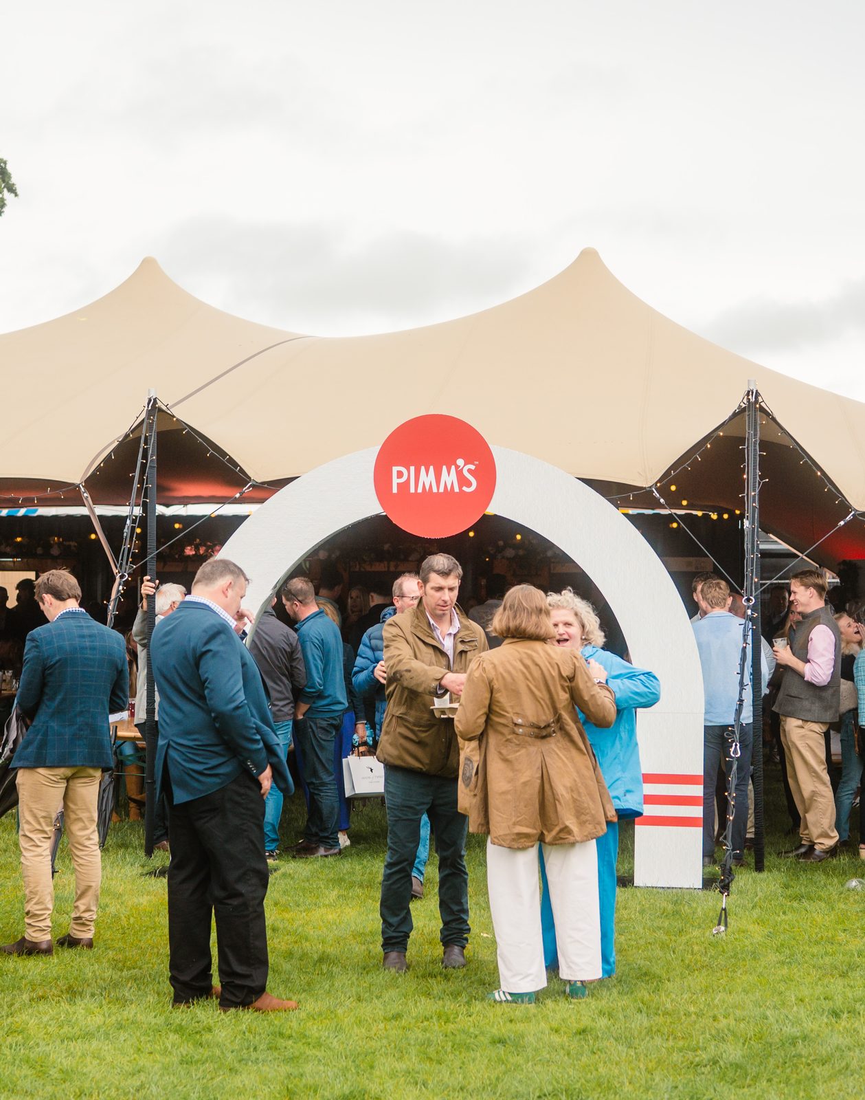 Guests outside the Pimm's tent at the Royal Highland Show
